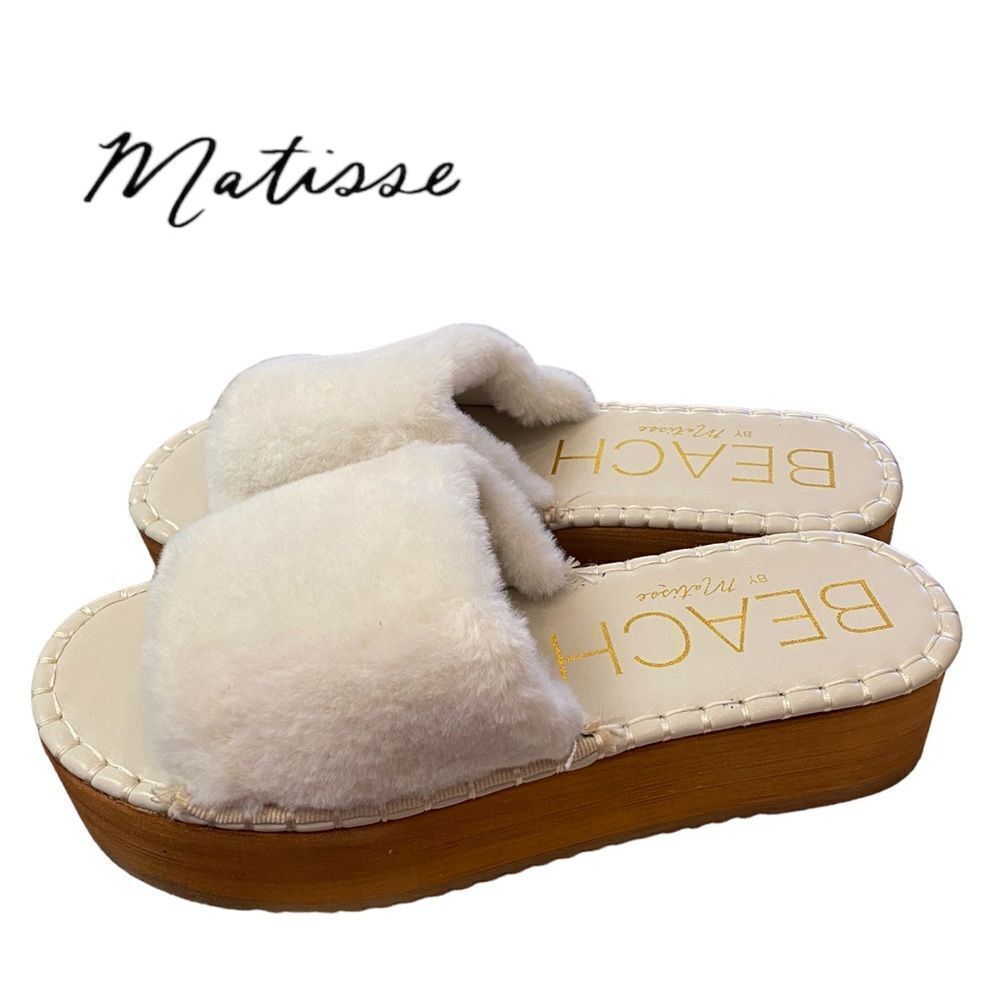 BEACH by MATISSE Solana Women's Fur Slide Platform Sandals NEW 9